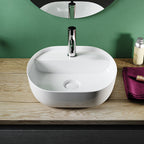 Lavabo da appoggio ovale in ceramica bianco lucido serie DRV cm 40