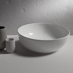 Lavabo da appoggio modello T-EDGE B6T45.BI di Ceramica Globo. Di forma tonda con diametro di 45 cm