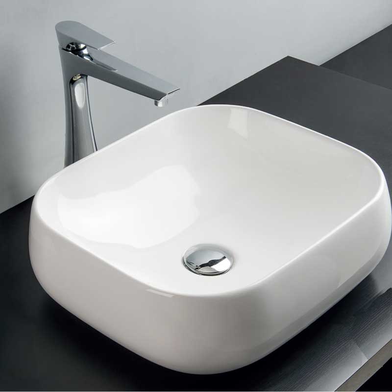 Lavabo da appoggio Althea 45X40 in ceramica bianca lucida
