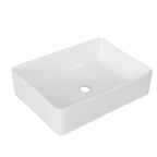 Lavabo d'appoggio rettangolare in ceramica bianca senza troppo pieno cm 40
