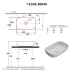 Nuovo lavabo d'appoggio Ceramica Globo T-Edge bianco opaco 60x38 h.16 cm