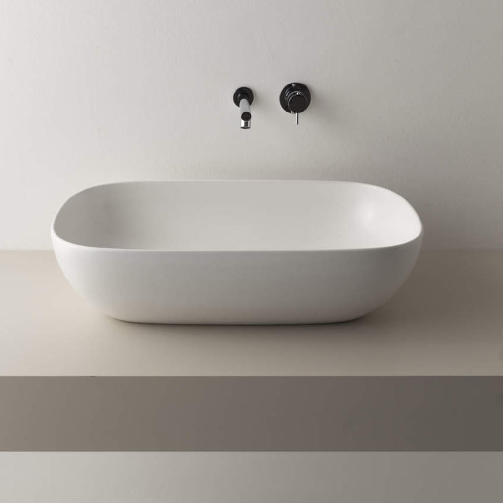 Nuovo lavabo d'appoggio Ceramica Globo T-Edge bianco opaco 60x38 h.16 cm