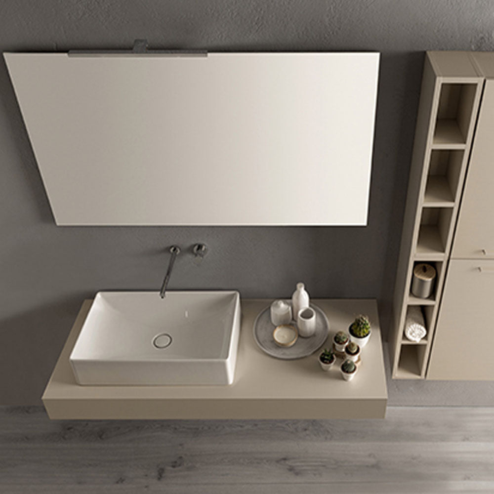 Lavabo da appoggio T-Edge ceramica bianca lucida 61x37