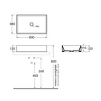 Lavabo da appoggio 60x38 cm Ceramica Azzurra Elegance Squared Bianco Lucido
