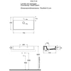 Lavabo da appoggio squadrato Ceramica Azzurra Elegance 75x45 cm