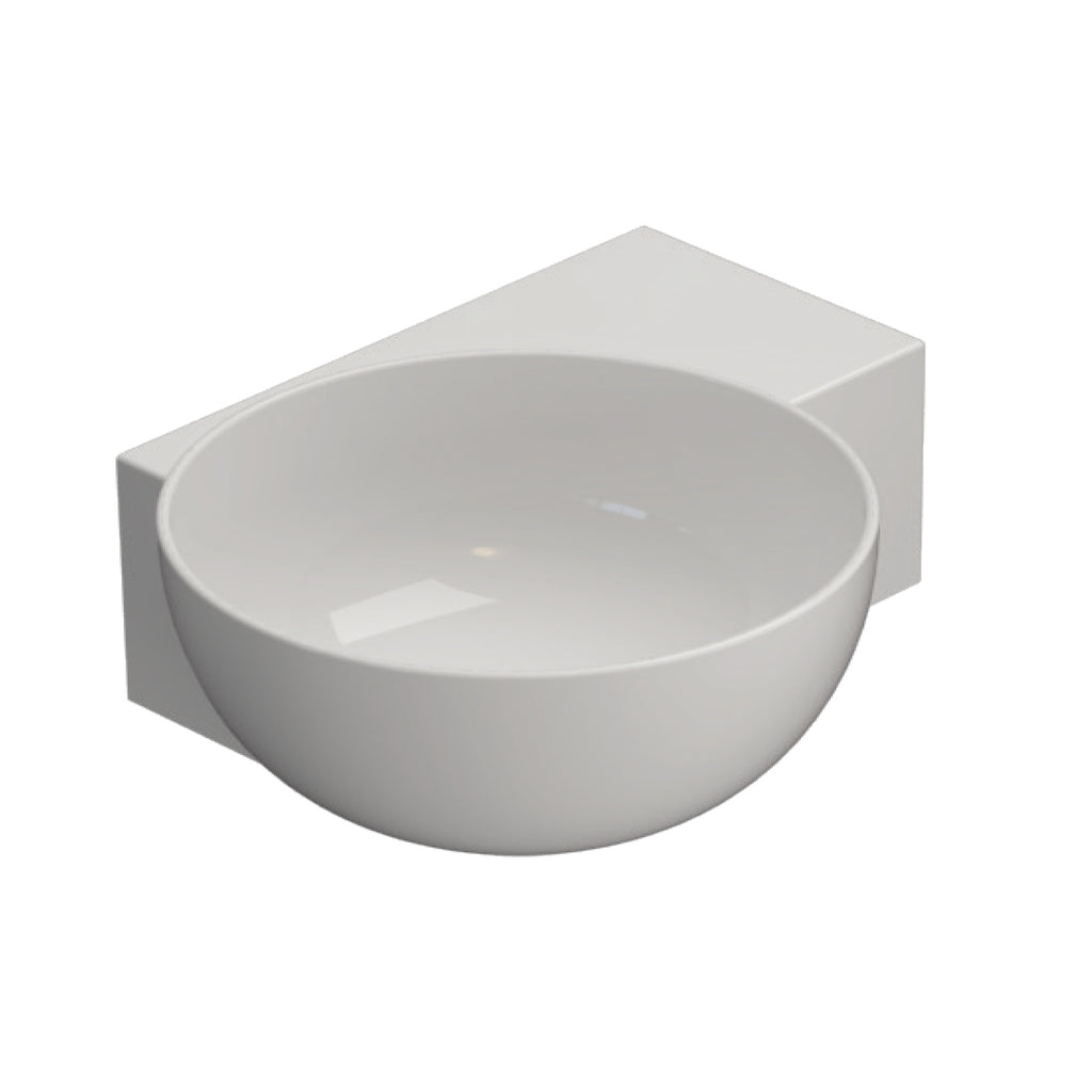 Lavabo asimmetrico per installazione sospesa o appoggio ceramica bianca Globo T-Edge cm 40x32