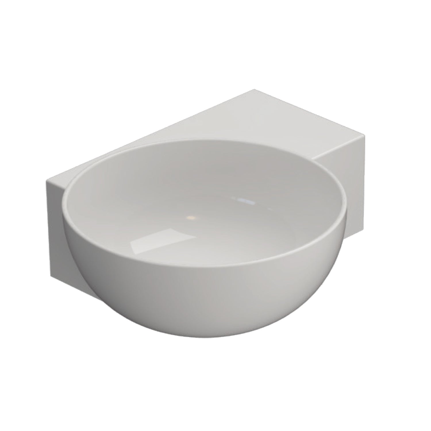 Lavabo asimmetrico per installazione sospesa o appoggio ceramica bianca Globo T-Edge cm 40x32