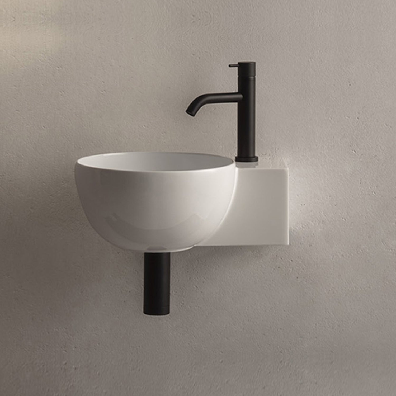 Lavabo asimmetrico per installazione sospesa o appoggio ceramica bianca Globo T-Edge cm 40x32