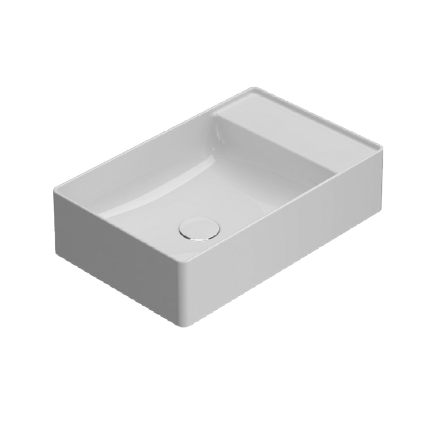 Lavabo rettangolare per installazione da appoggio ceramica bianca Globo T-Edge cm 55x35