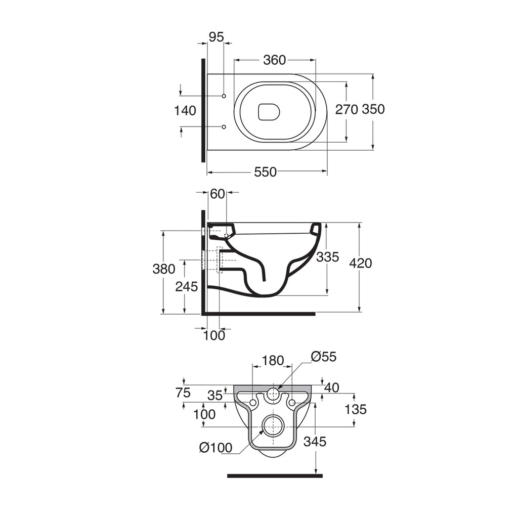 Vaso sospeso Ceramica Azzurra serie Nuvola con sedile soft close 55x36 cm - Bianco lucido