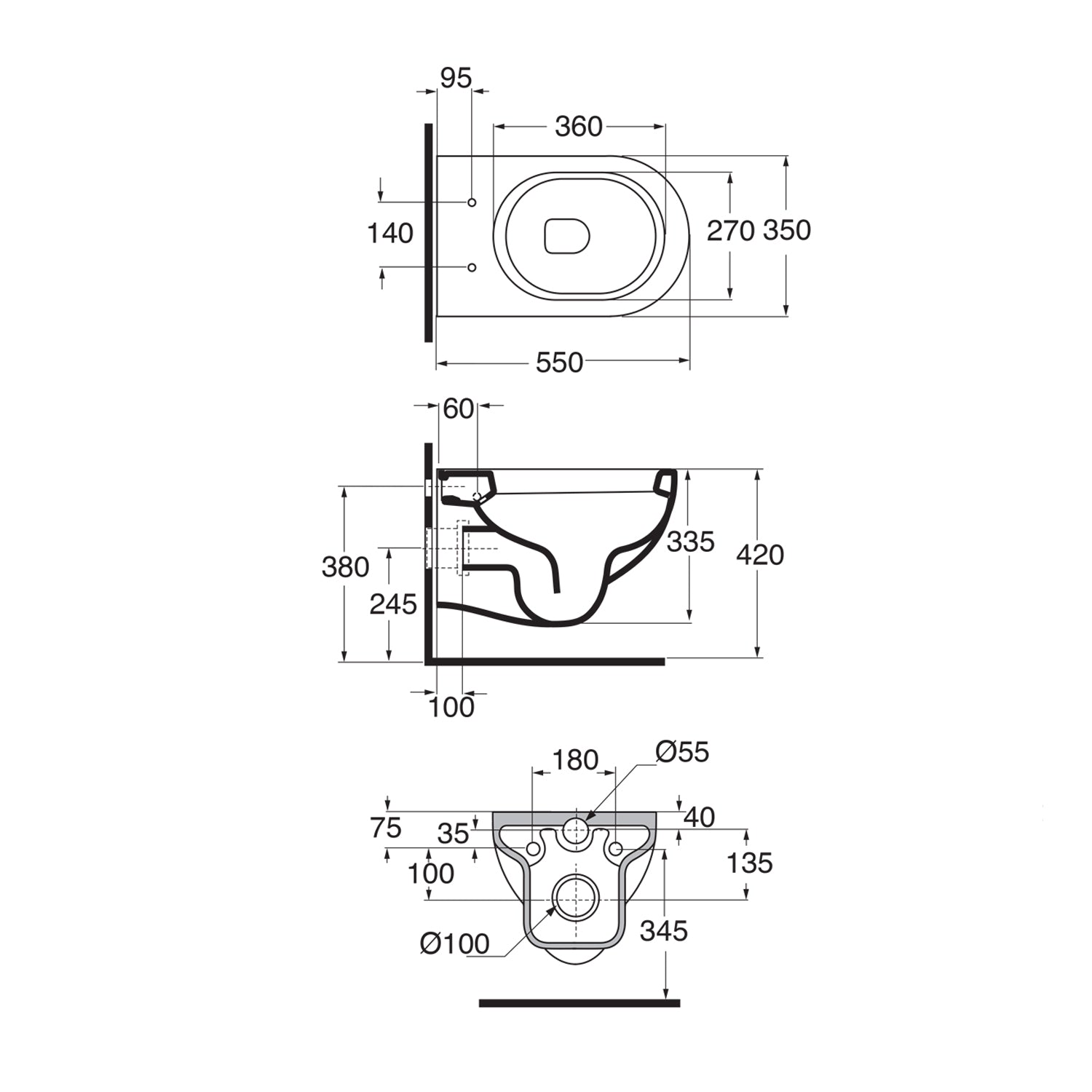 Vaso sospeso Ceramica Azzurra serie Nuvola con sedile soft close 55x36 cm - Bianco lucido