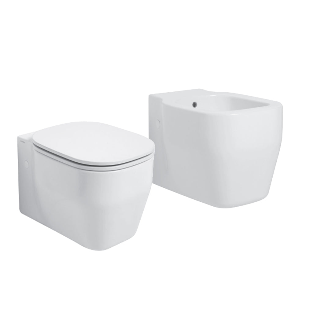 Sanitari Sospesi wc con sedile soft close e bidet Ceramica Azzurra Glaze