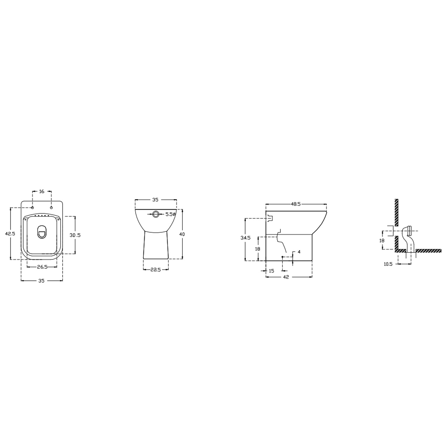 Coppia sanitari filomuro BathCore collezione Jasmine 48