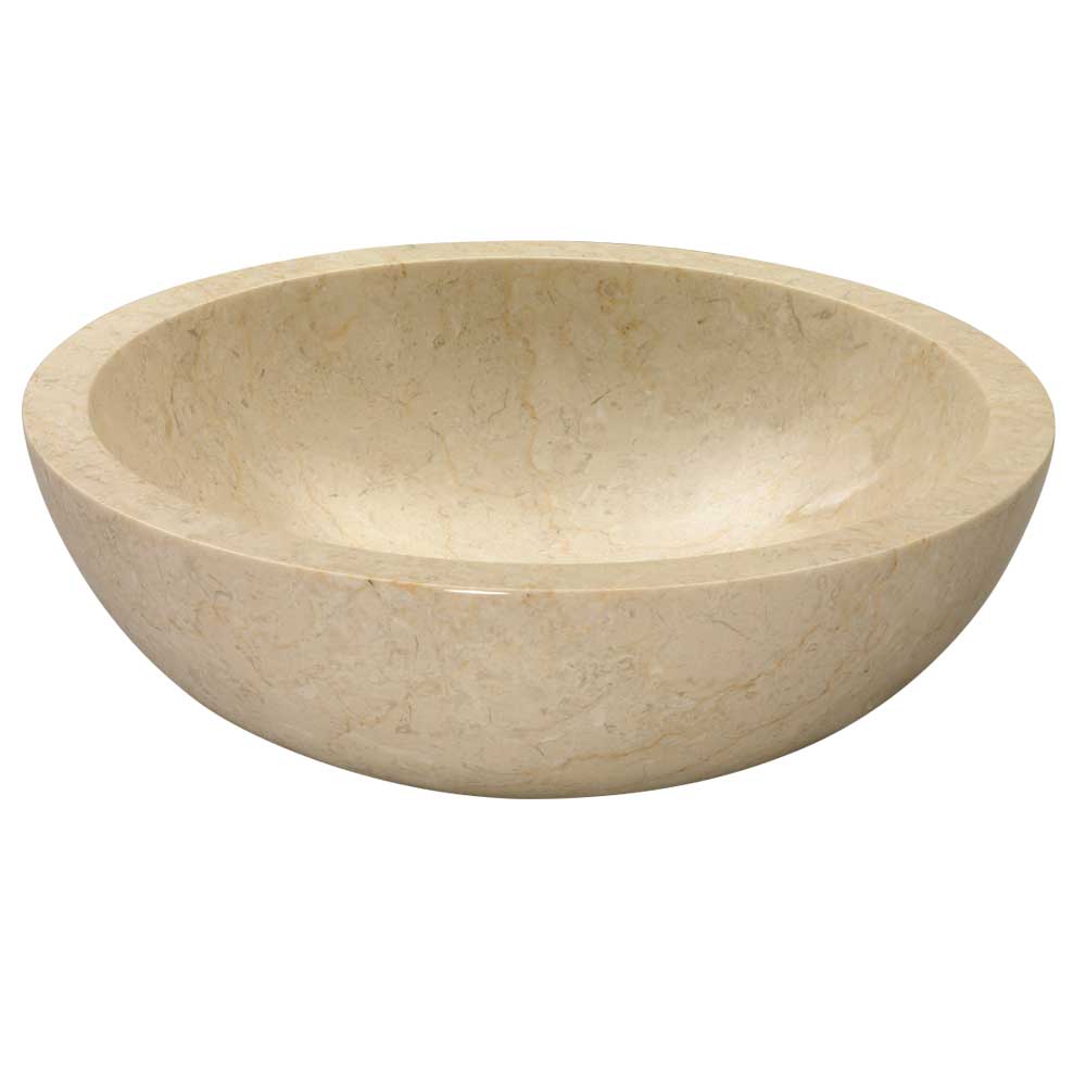 Lavabo da Appoggio in Marmo Travertino Tondo Beige Levigato di Prima SCELTA