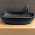Lavabo da Appoggio in Marmo Ovale Nero