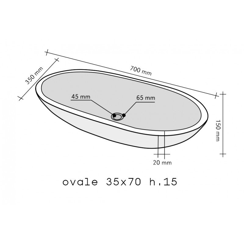 Lavabo da Appoggio in Marmo Ovale Nero