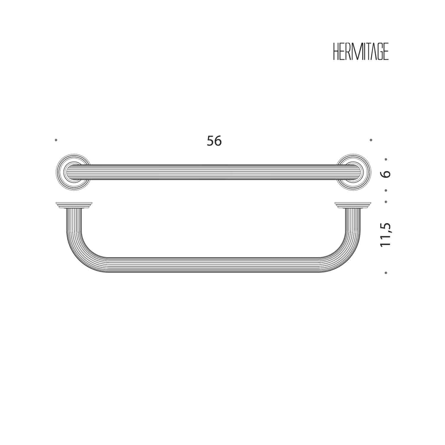 Maniglione 56cm per vasca in ottone cromato collezione Hermitage di Colombo Design