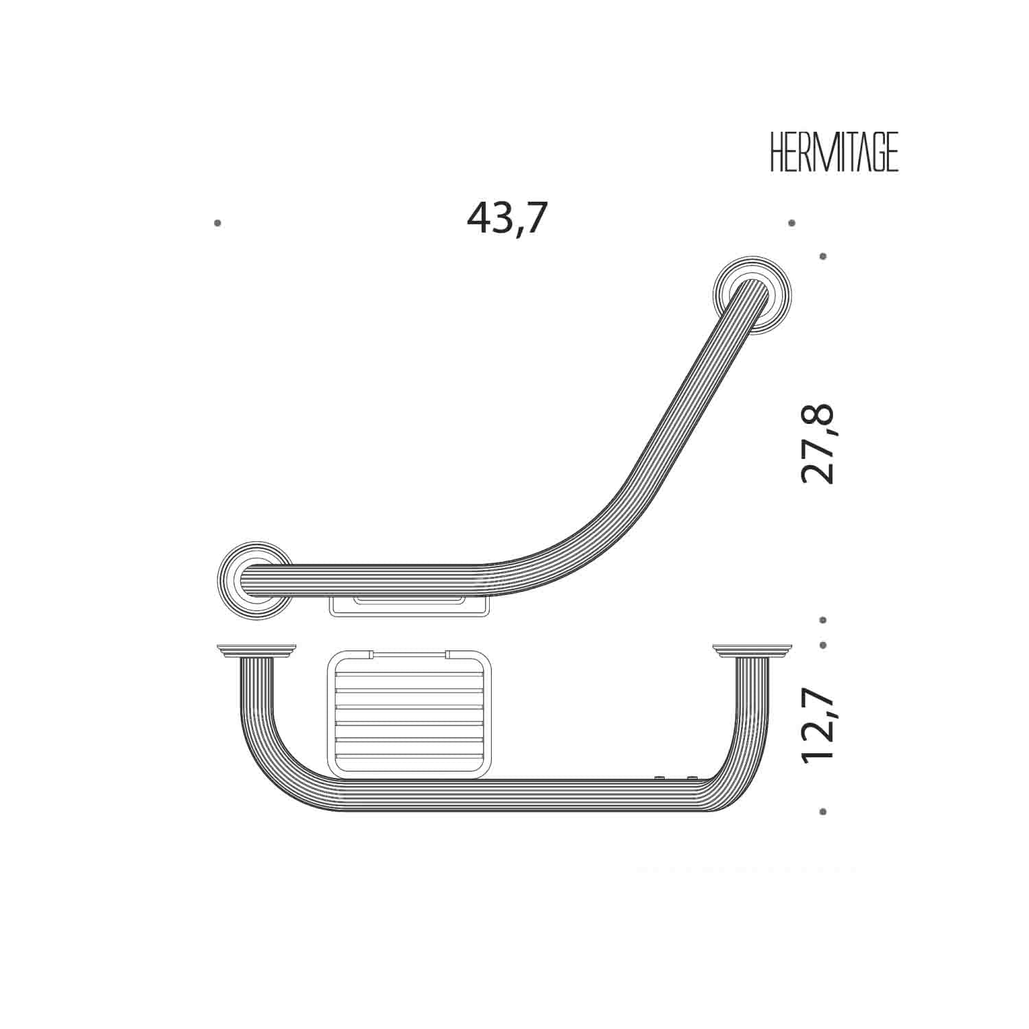 Maniglione con portasapone per vasca in ottone cromato collezione Hermitage di Colombo Design