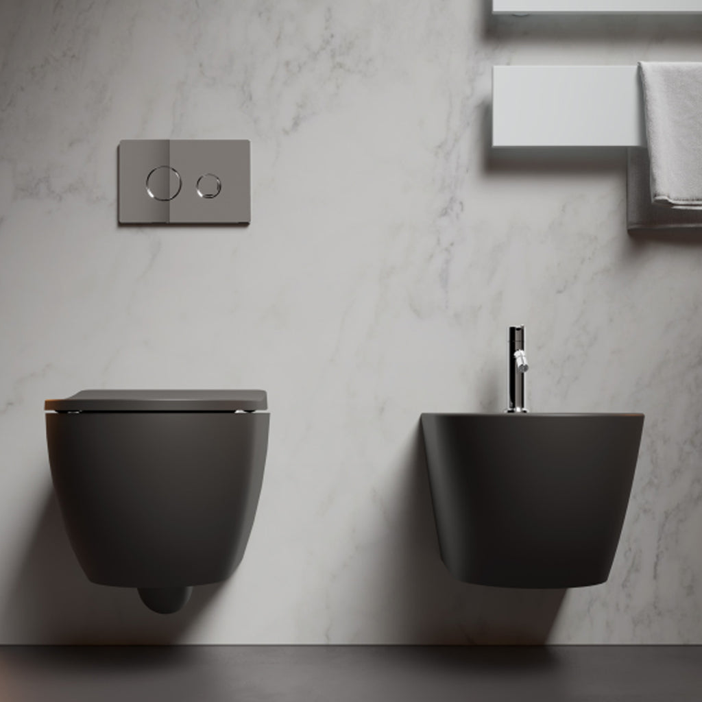 Coppia di WC e bidet sospeso Domus Falerii collezione Fogliolina meteorite