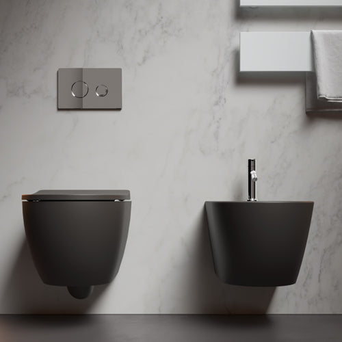 Coppia di WC e bidet sospeso Domus Falerii collezione Fogliolina meteorite