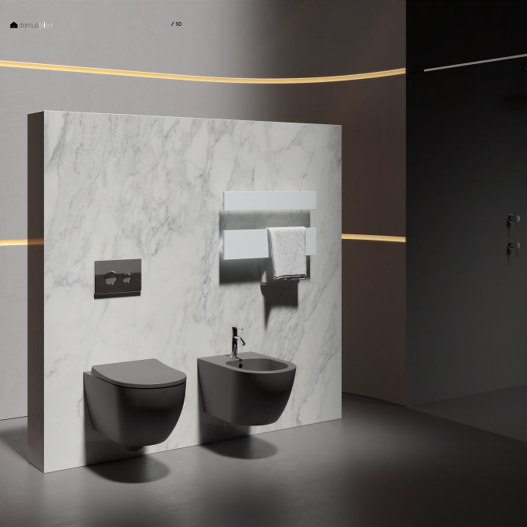 Coppia di WC e bidet sospeso Domus Falerii collezione Fogliolina meteorite