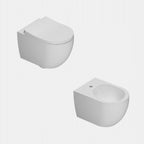 Coppia di WC e bidet sospeso Domus Falerii collezione Fogliolina bianco lucido