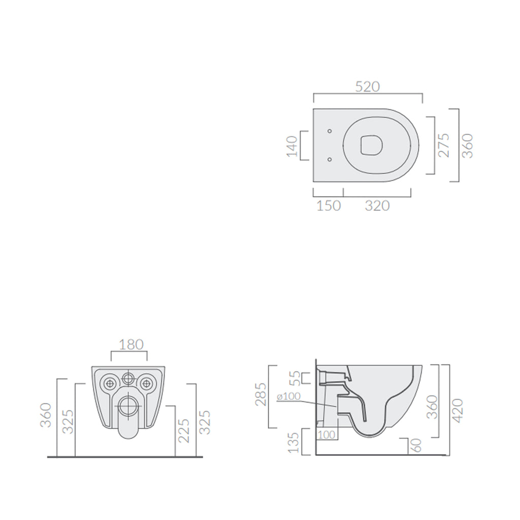 Vaso Sospeso 52x36 cm serie Dream di Ceramica Galassia con sedile tradizionale extra slim