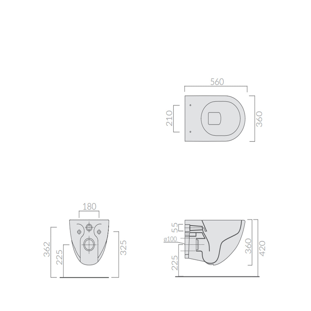 Vaso Sospeso senza brida 56x36 cm serie Dream di Galassia con sedile extra slim