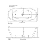 Vasca Freestanding in acrilico cm 170x78x59h con troppo pieno