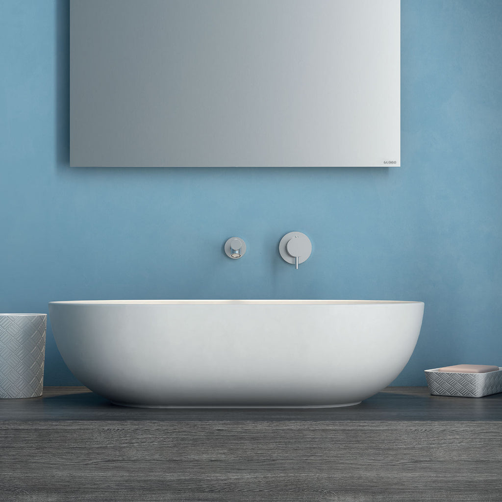 Lavabo da appoggio T-Edge 60x36 cm Ceramica Globo - Bianco lucido