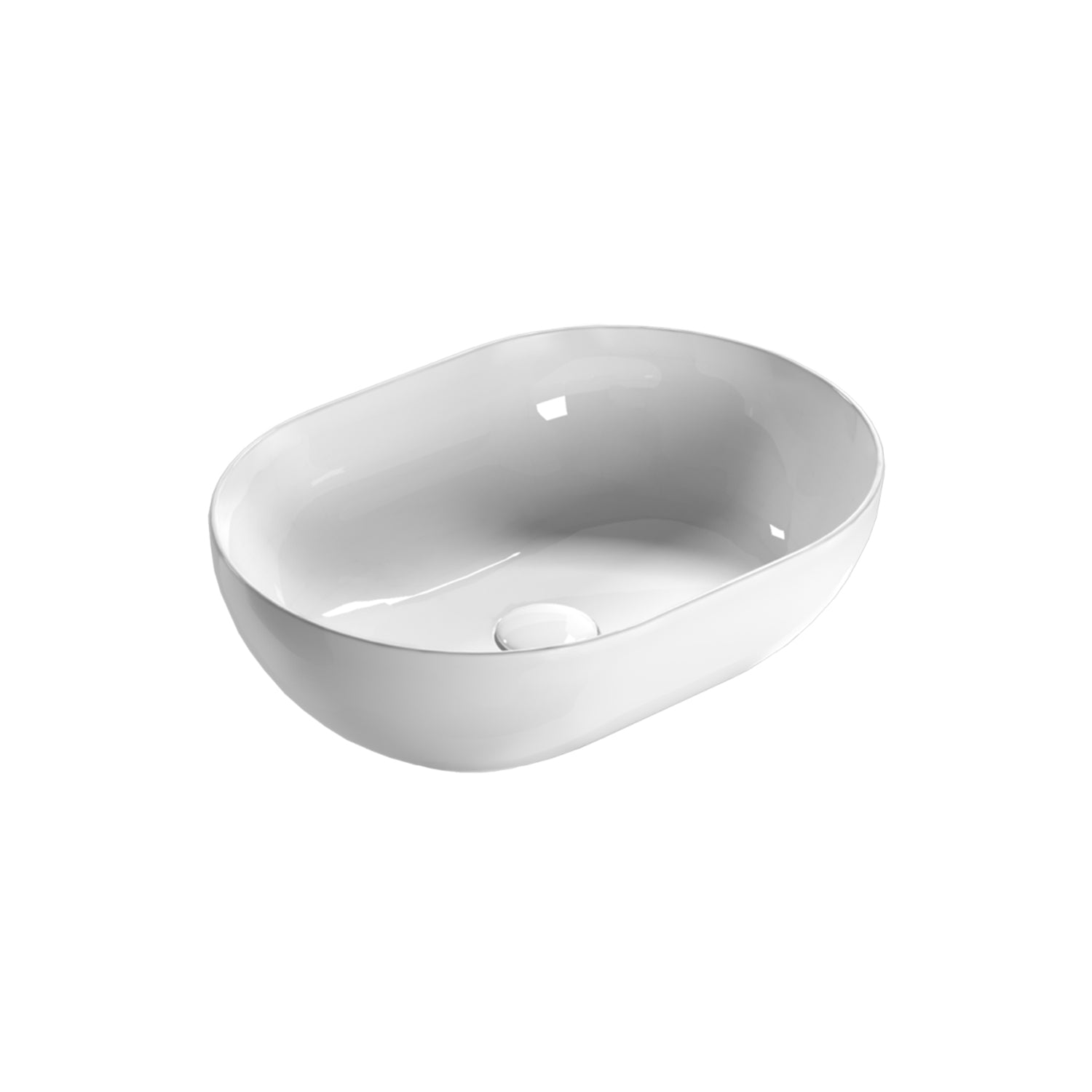 Lavabo da appoggio T-Edge 50x36 cm Ceramica Globo - Bianco lucido