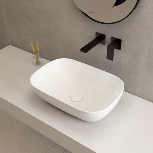 Lavabo da appoggio T-Edge 50x38 cm Ceramica Globo - Bianco lucido