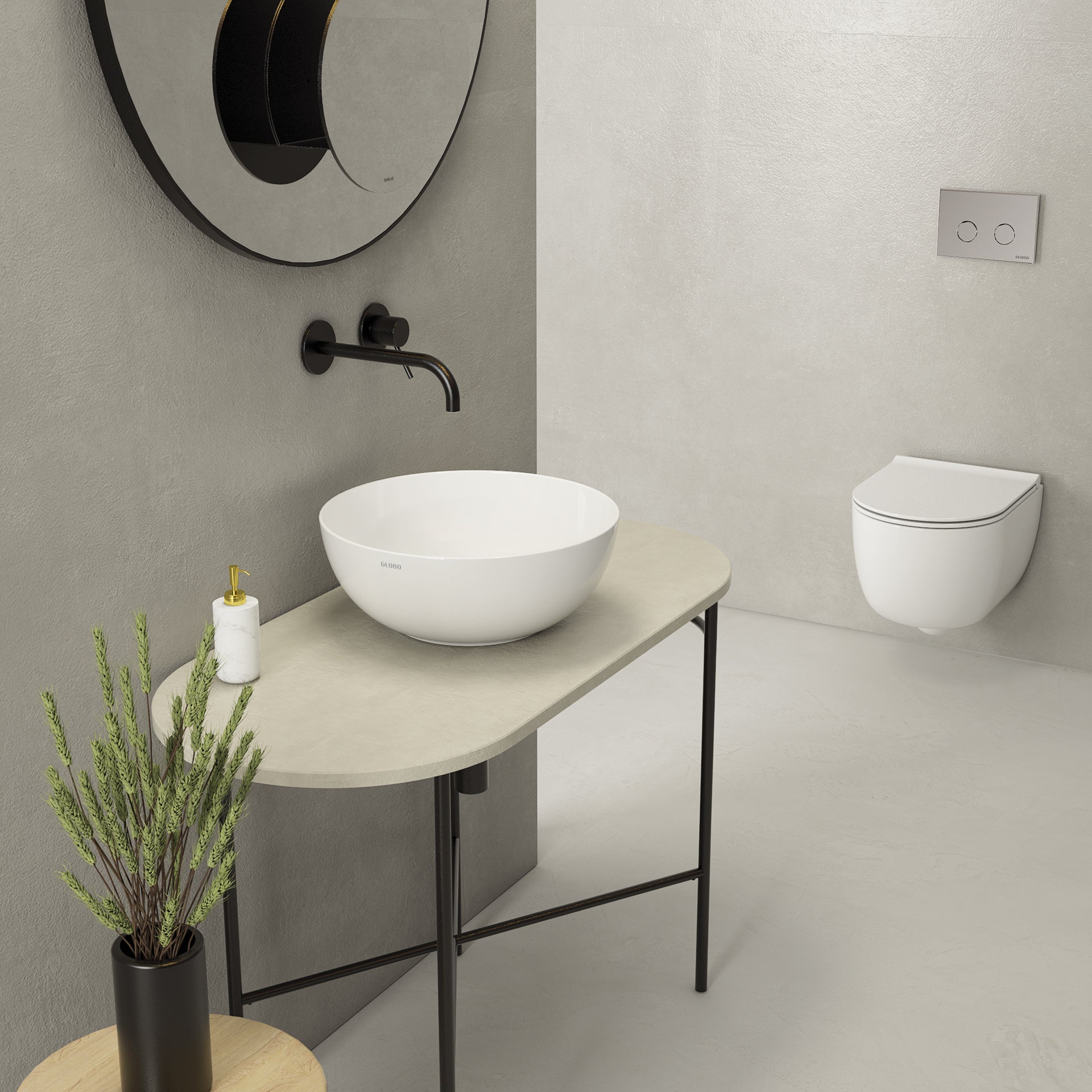 Lavabo tondo Globo T-Edge Ã˜48x16 cm - Bianco lucido
