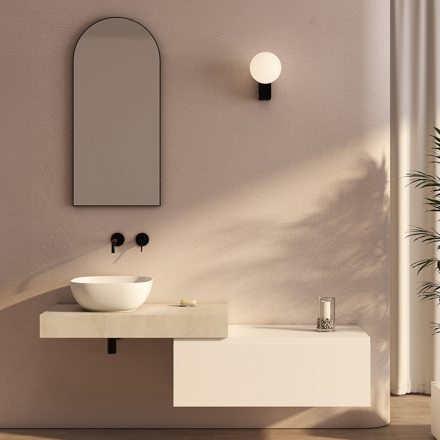 Lavabo da appoggio T-Edge 45x45 cm Ceramica Globo - Bianco lucido