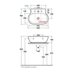 Lavabo da appoggio o sospeso modello Bowl+ 60x46x16 cm Ceramica Globo - Bianco lucido