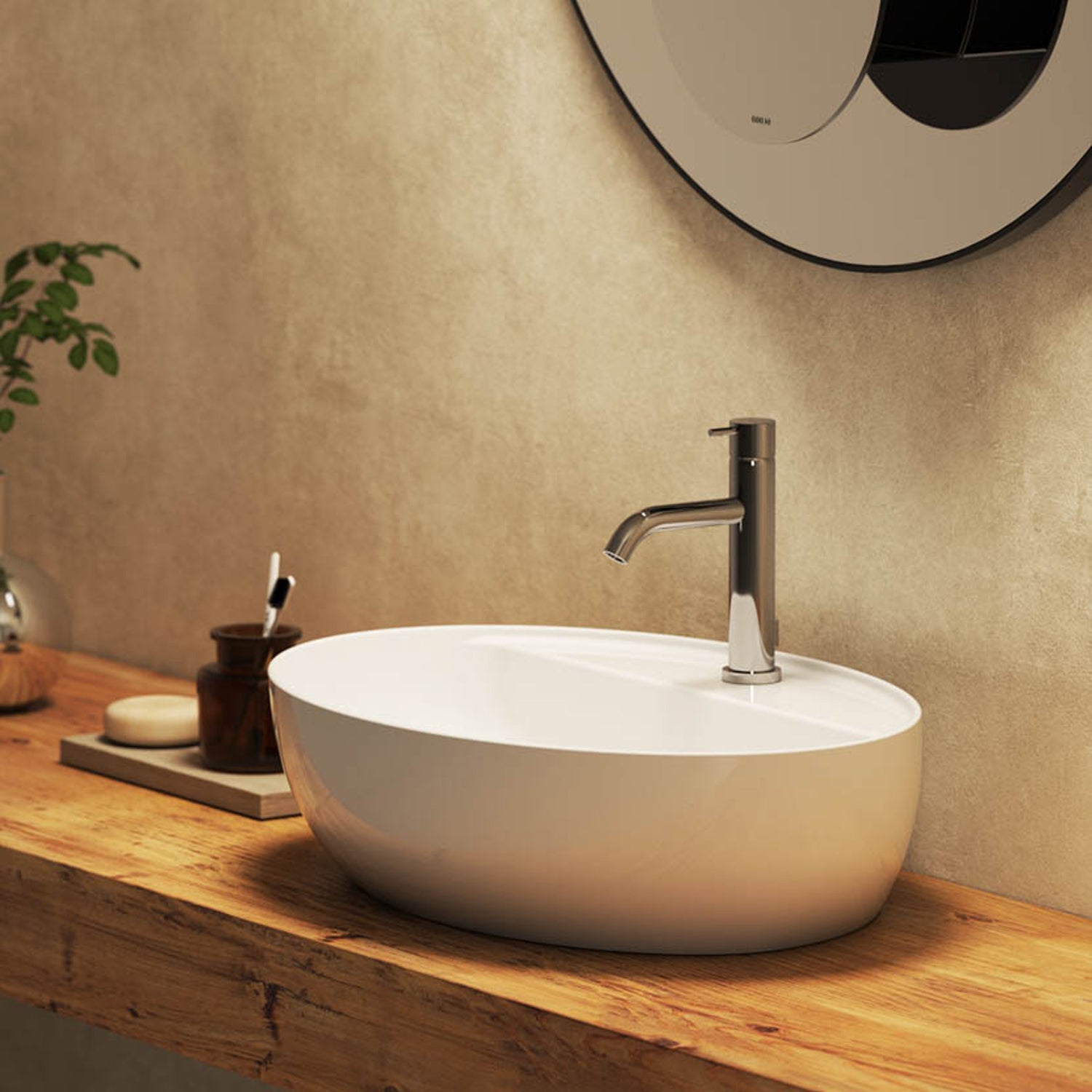 Lavabo da appoggio 4All I Tuttofare 60x42x16 cm Ceramica Globo con foro rubinetteria - Bianco lucido