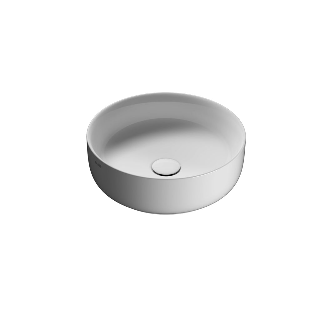 Lavabo rotondo da appoggio Koi Ã¸42x14 cm Ceramica Globo - Bianco lucido