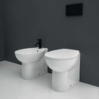 Sanitari a terra filo parete Axa collezione Prima wc + bidet + sedile soft close