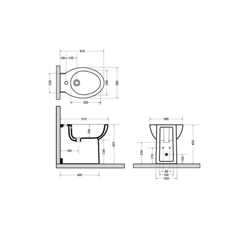 Sanitari a terra filo parete Axa collezione Prima wc + bidet + sedile soft close