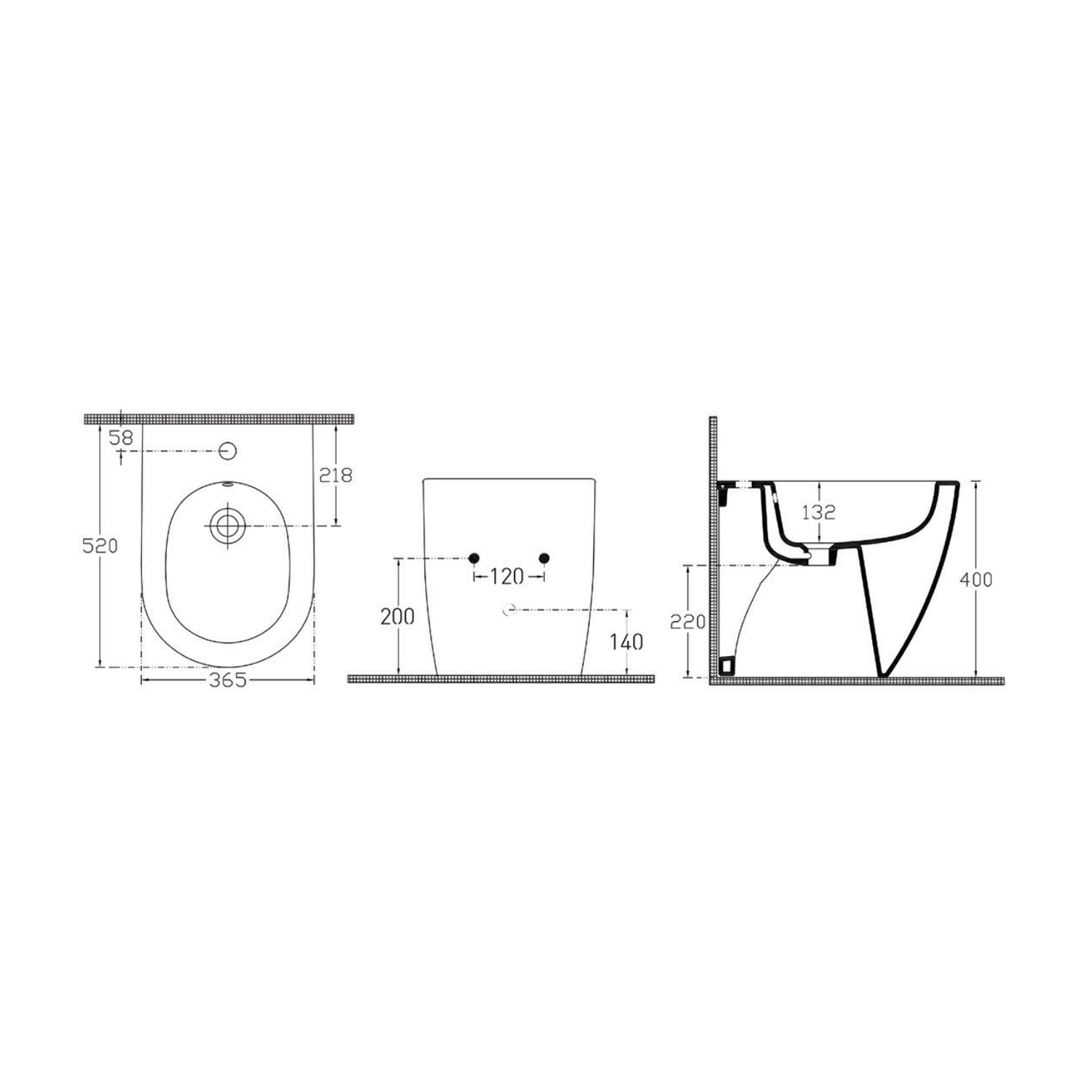 Bidet Filomuro Rimless BathCore serie Infinity 53x36