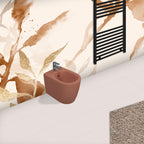 Sanitari Filomuro Rimless con copriwater Soft Close BathCore serie Infinity 53x36,5xH40 cm Terracotta Opaco