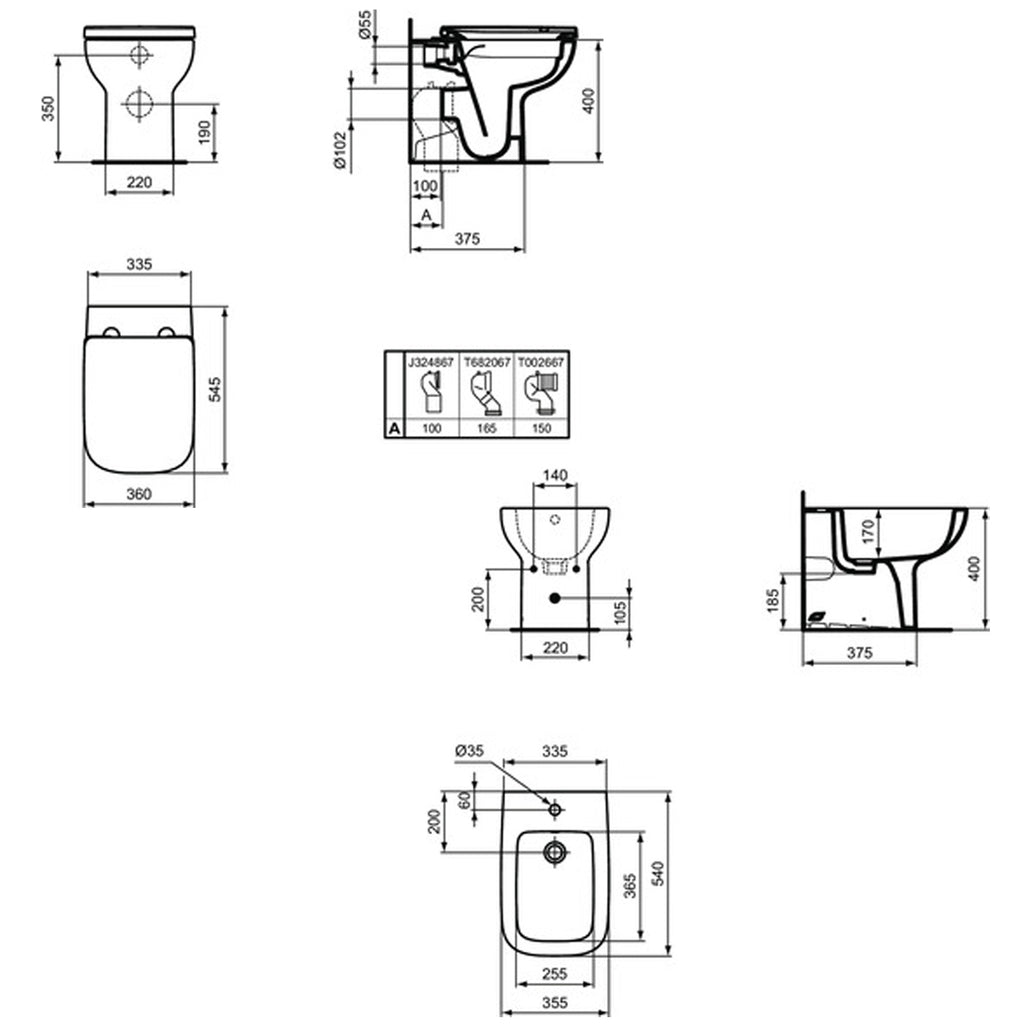 Sanitari filomuro con sedile a chiusura tradizionale collezione Life Ideal Standard