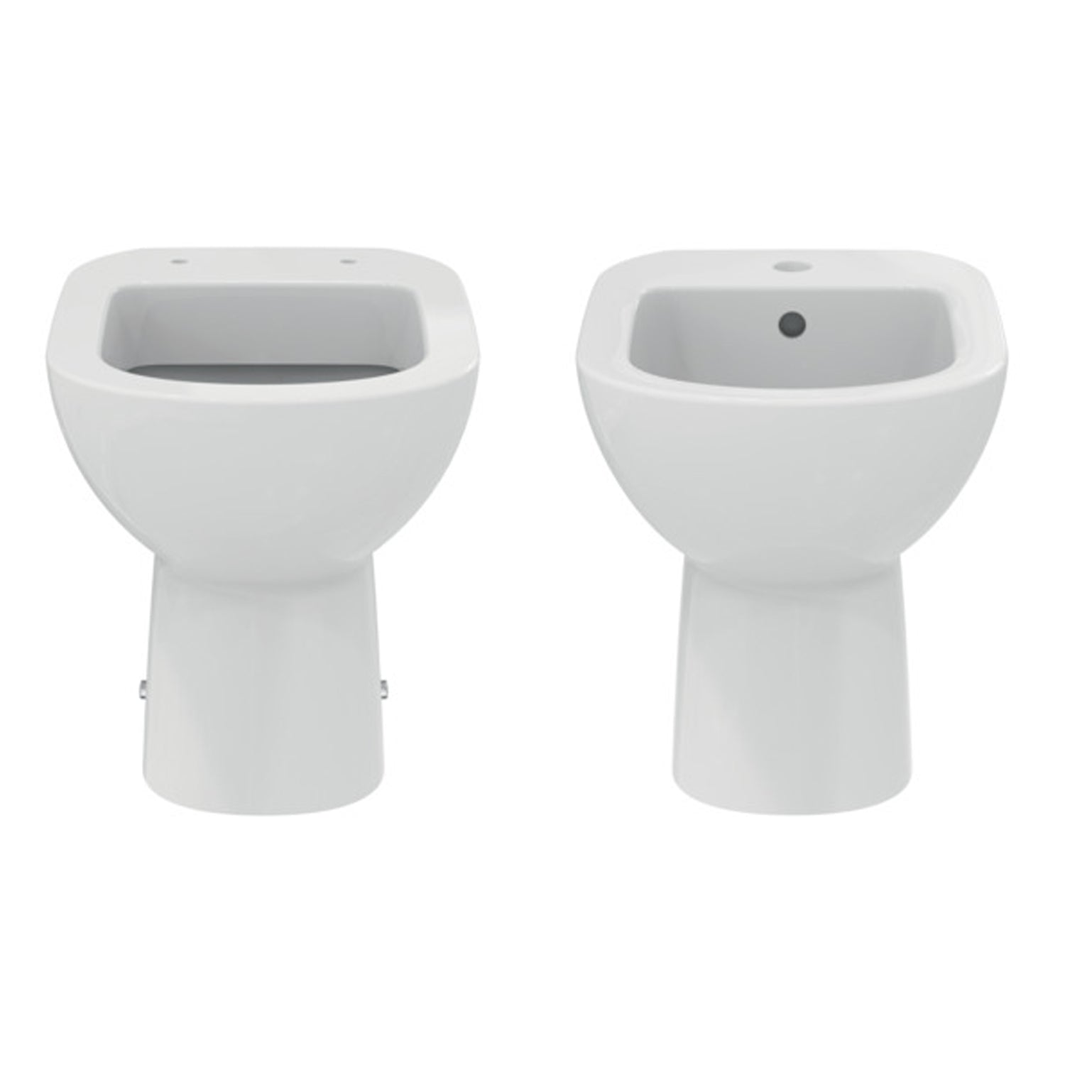 Sanitari distanziati da parete con sedile a chiusura tradizionale collezione Life Ideal Standard- scarico a terra