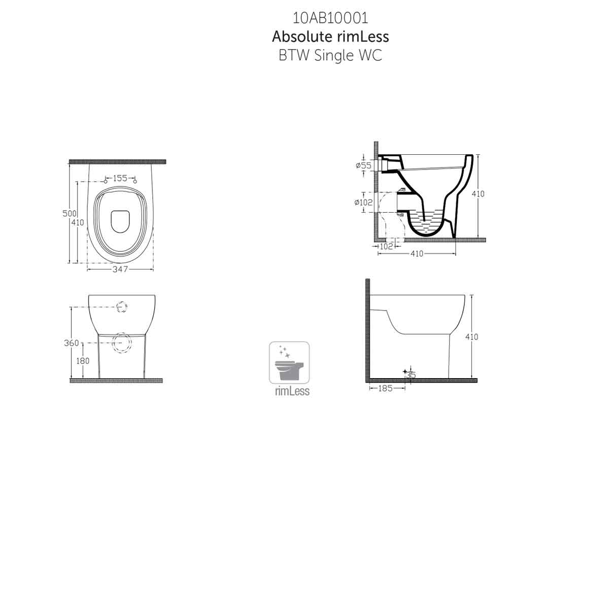 Vaso a terra Azzurra Absolute rimless 50x34