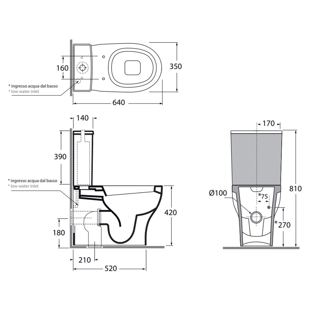 Vaso Monoblocco installazione filomuro 62