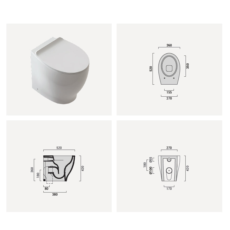 WC e coprivaso per installazione filo parete in ceramica Domus Falerii Gran Mascalzone