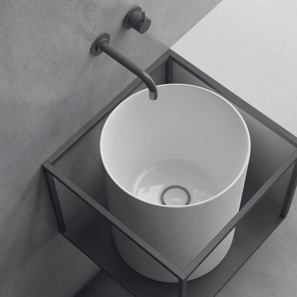 Lavandino da appoggio/sospeso cm Ã¸37x46h serie Core di Ceramica Galassia -  Bianco lucido