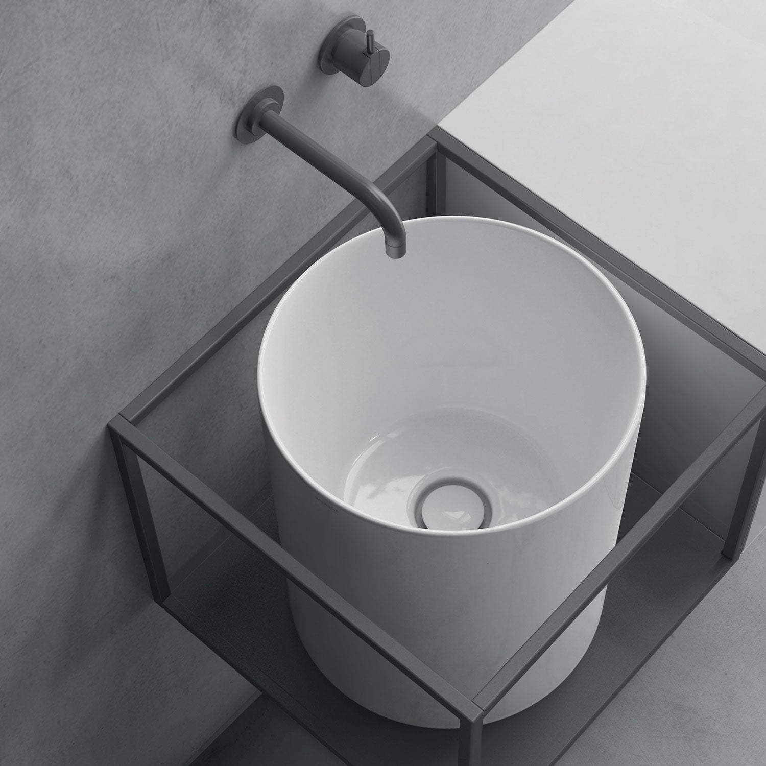 Lavandino da appoggio/sospeso cm Ã¸37x46h serie Core di Ceramica Galassia -  Bianco lucido