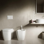 Coppia di sanitari filomuro 52x36 cm serie Bianca di Hatria con sedile soft-close