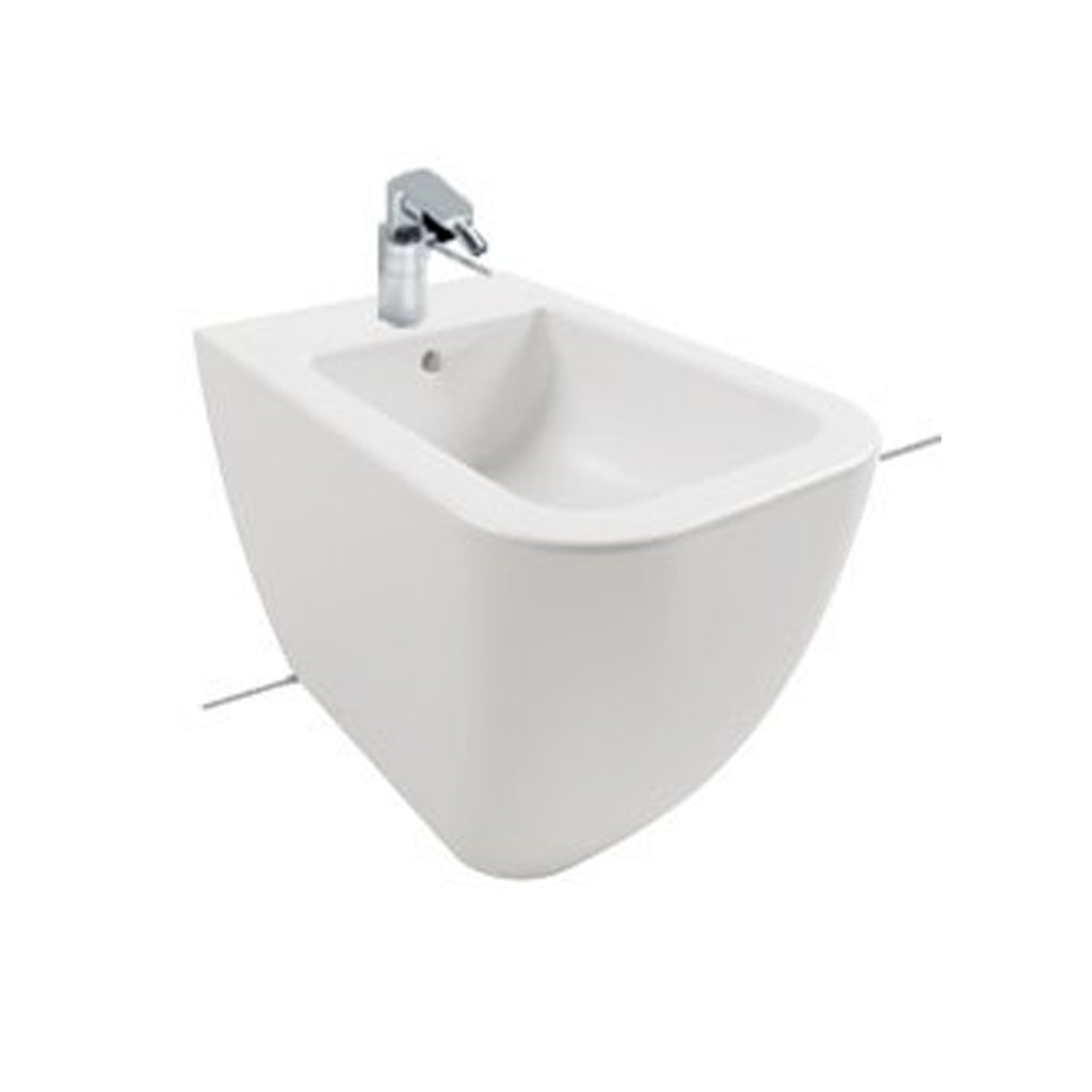 Coppia di sanitari filomuro 52x36 cm serie Bianca di Hatria con sedile soft-close